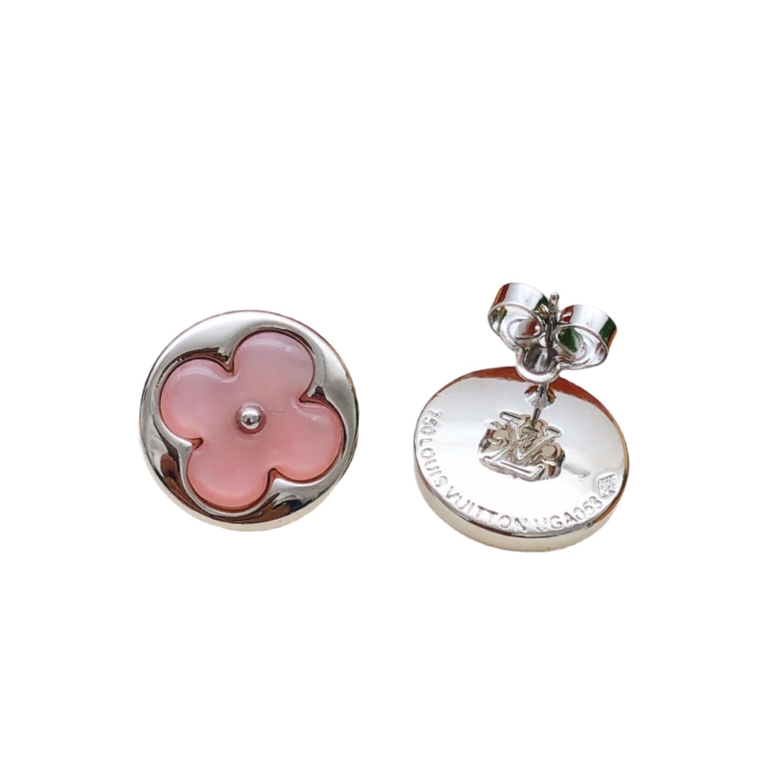 LVE017 Round Color Blossom Star Ear Stud in metal and mother of pearl - ccjewelryacc
