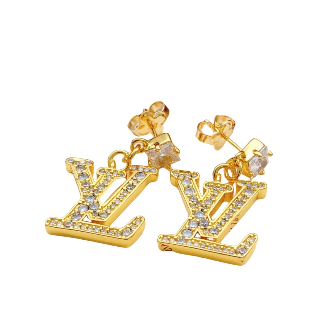 LVE015 VL Drop earring in metal and crystal - ccjewelryacc