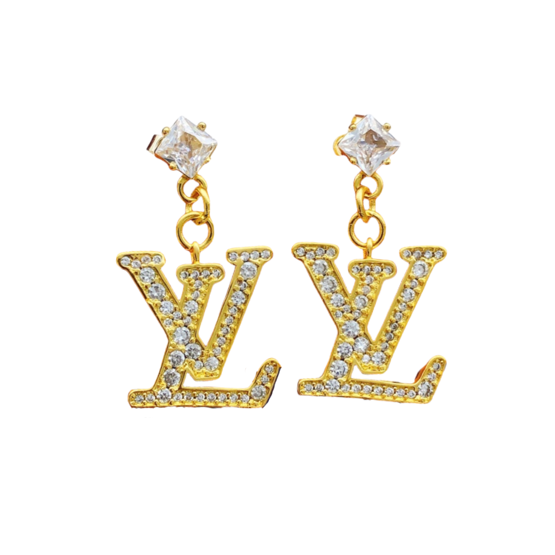 LVE015 VL Drop earring in metal and crystal - ccjewelryacc