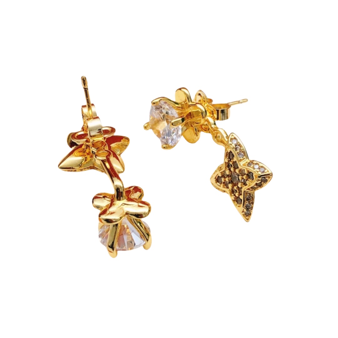 LVE005  VL Clove stud earring with diamond - ccjewelryacc