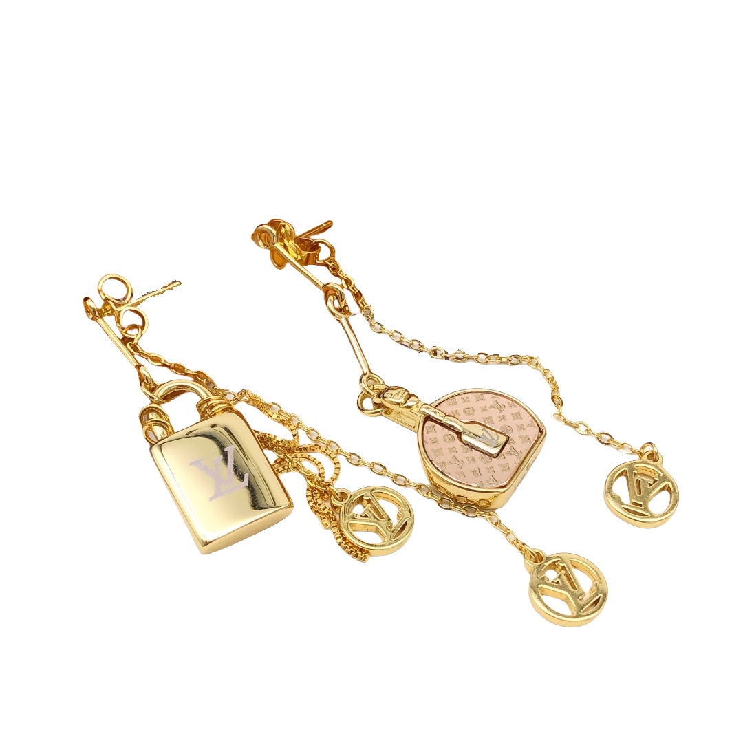 LVE082 Metal vl logo bag tassels earring - ccjewelryacc