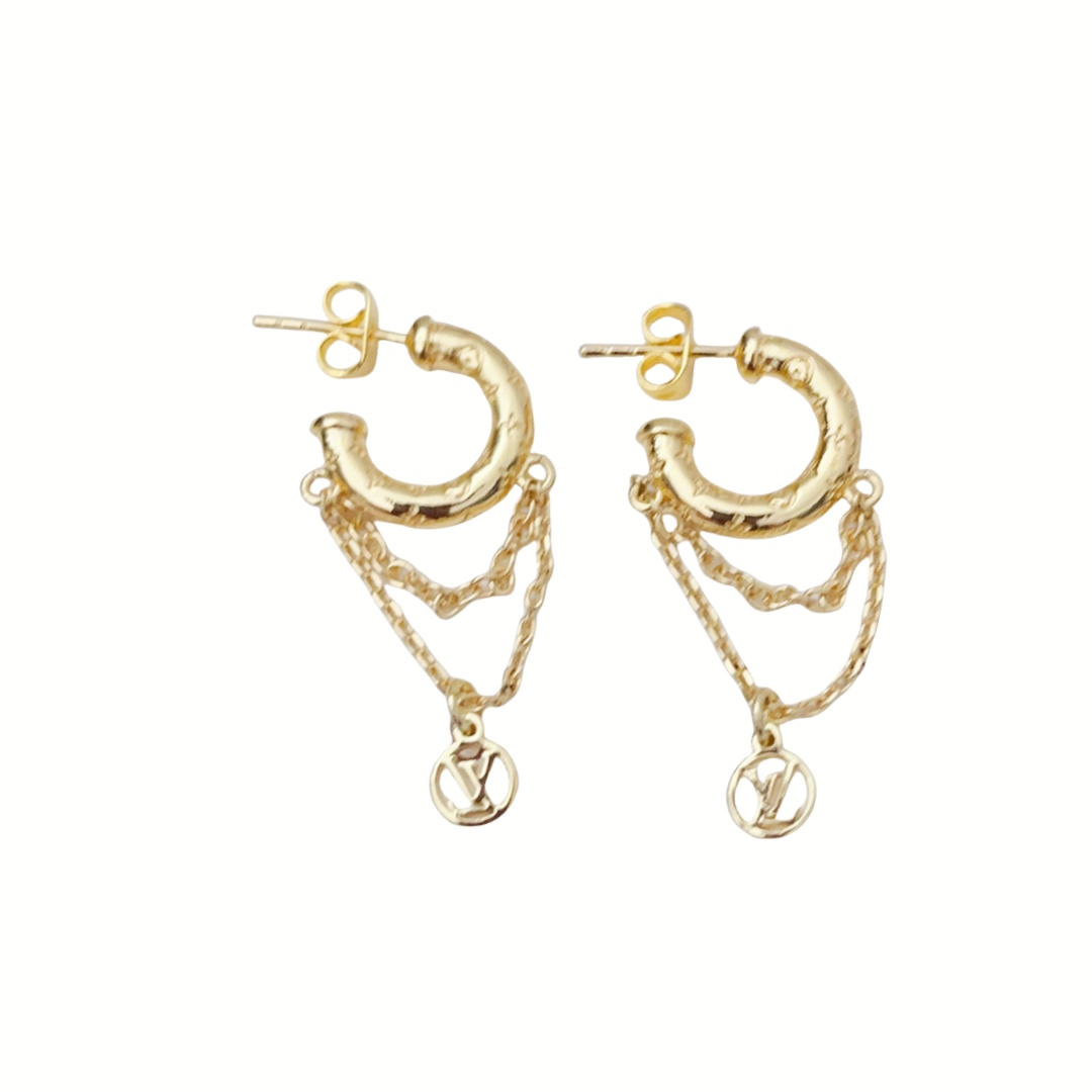 LVE009 Vuitton Nanogram Hoop Earrings Metal Mini - ccjewelryacc