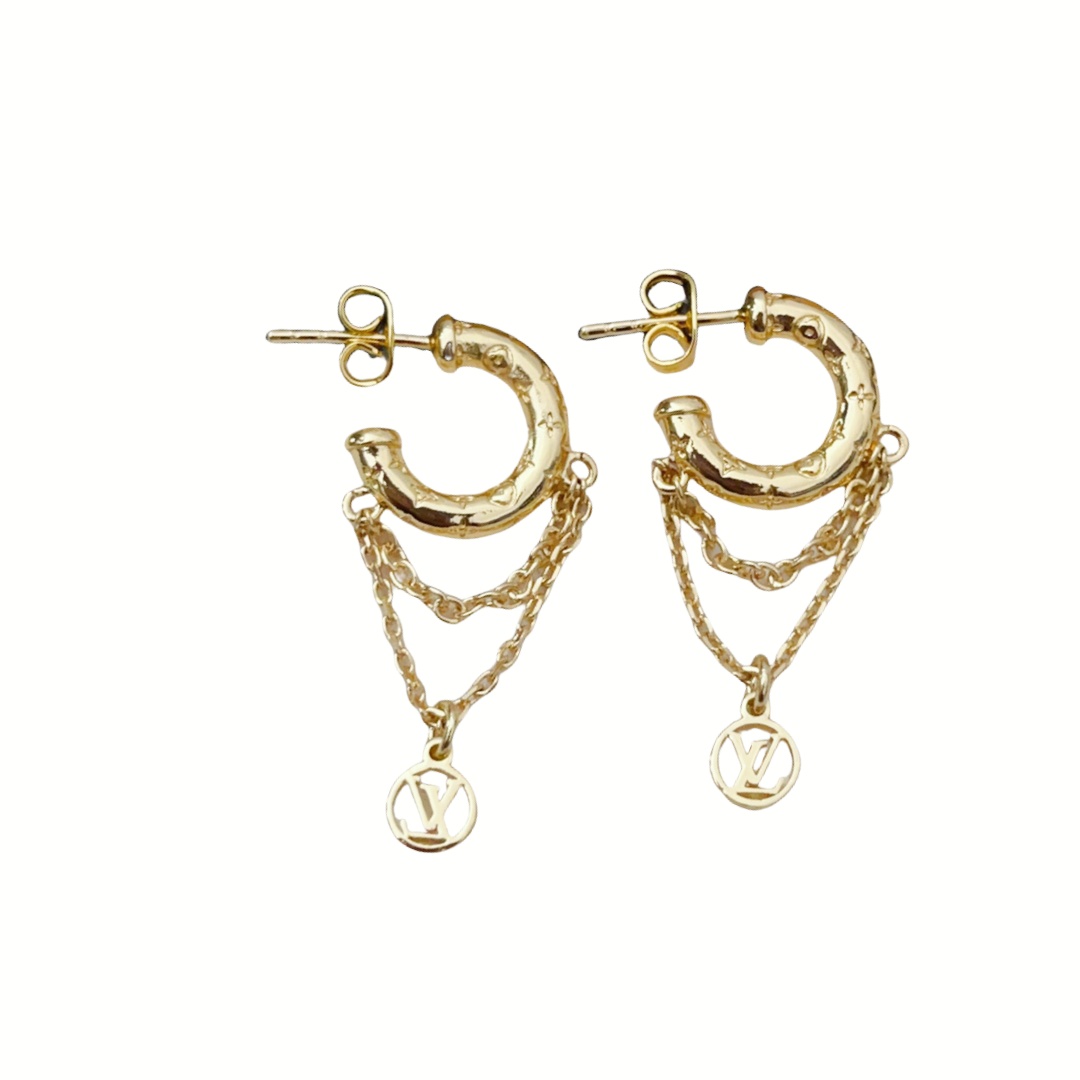 LVE009 Vuitton Nanogram Hoop Earrings Metal Mini - ccjewelryacc