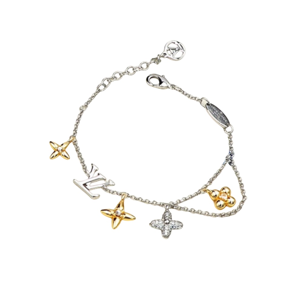 LVN015 Louis VL Gram Icon Motif Necklace Silvery Golden - ccjewelryacc