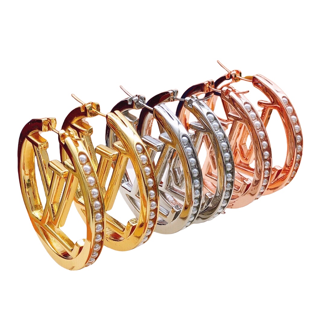 LVE061 5mm Metal pearls hoop VL PM Earrings - ccjewelryacc
