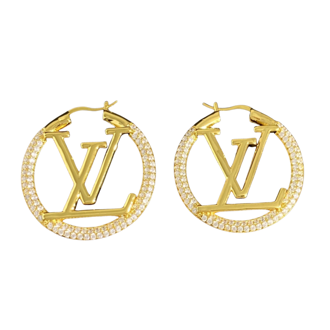 LVE007 Round hoop earrings in metal and crystal small/large - ccjewelryacc