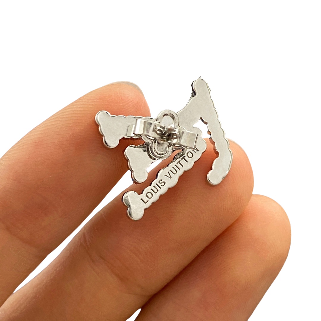 LVE078 Metal crystal monogram cross stud earrings - ccjewelryacc