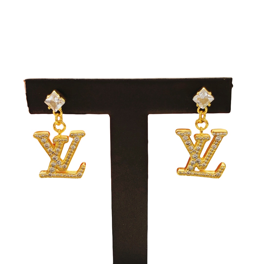 LVE015 VL Drop earring in metal and crystal - ccjewelryacc