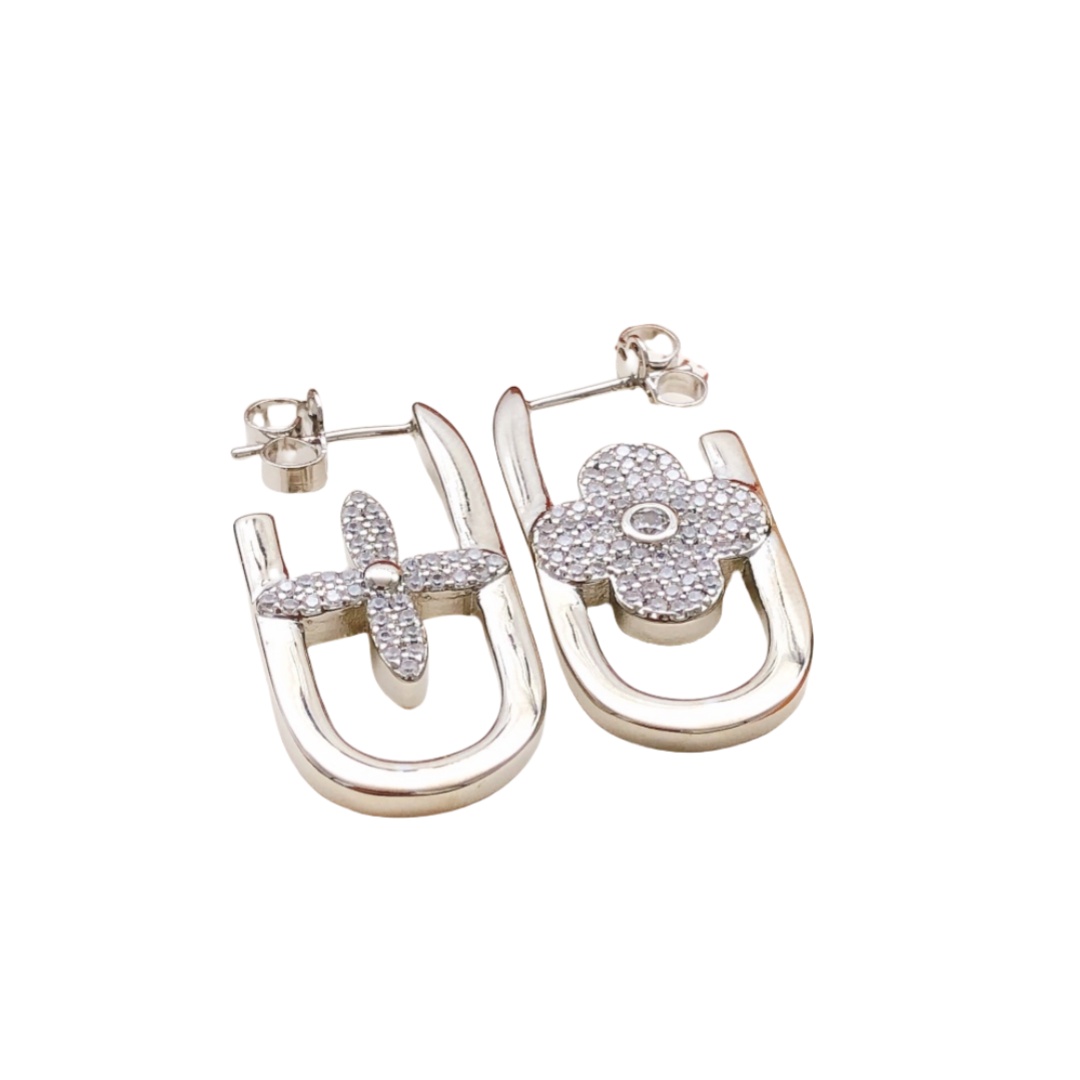 LVE088 MY L&V chain earring in metal and crystal - ccjewelryacc