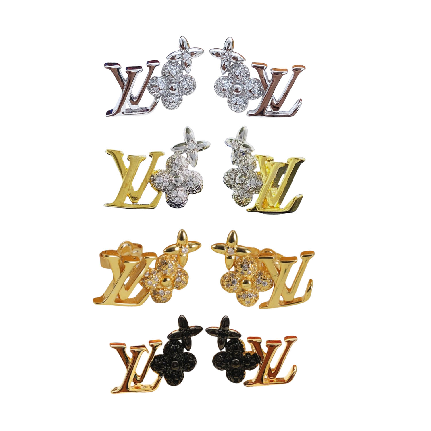 LVE012 Studs diamond earrings flat back earrings - ccjewelryacc