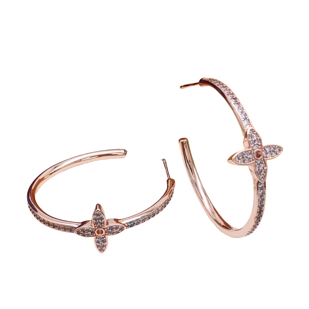 LVE047 louis Idylle Blossom diamond hoop earrings in metal and crystal - ccjewelryacc