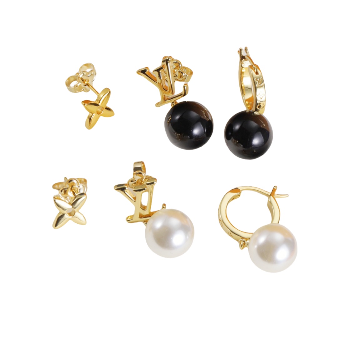 LVE024 L&V Pearl hook earring set of 3 - ccjewelryacc