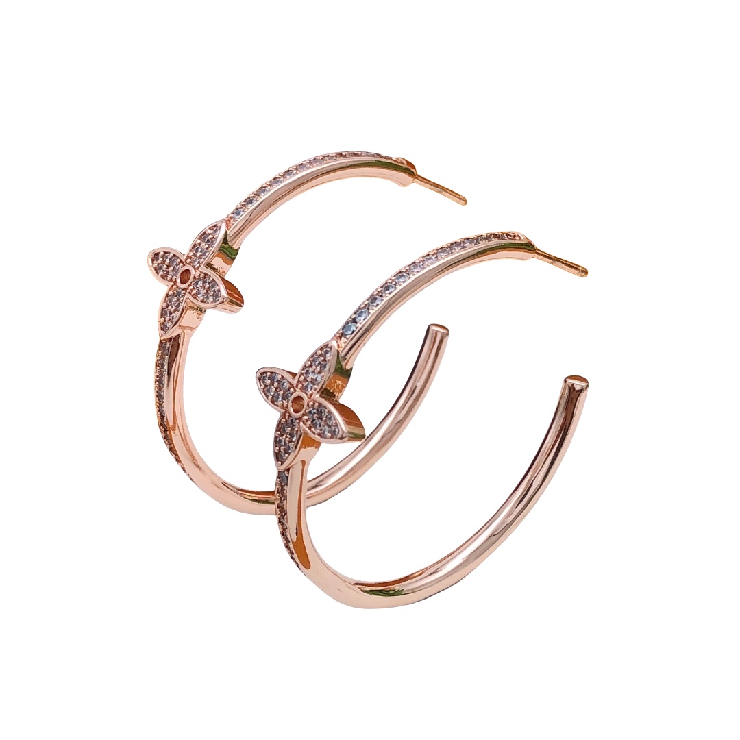 LVE047 louis Idylle Blossom diamond hoop earrings in metal and crystal - ccjewelryacc