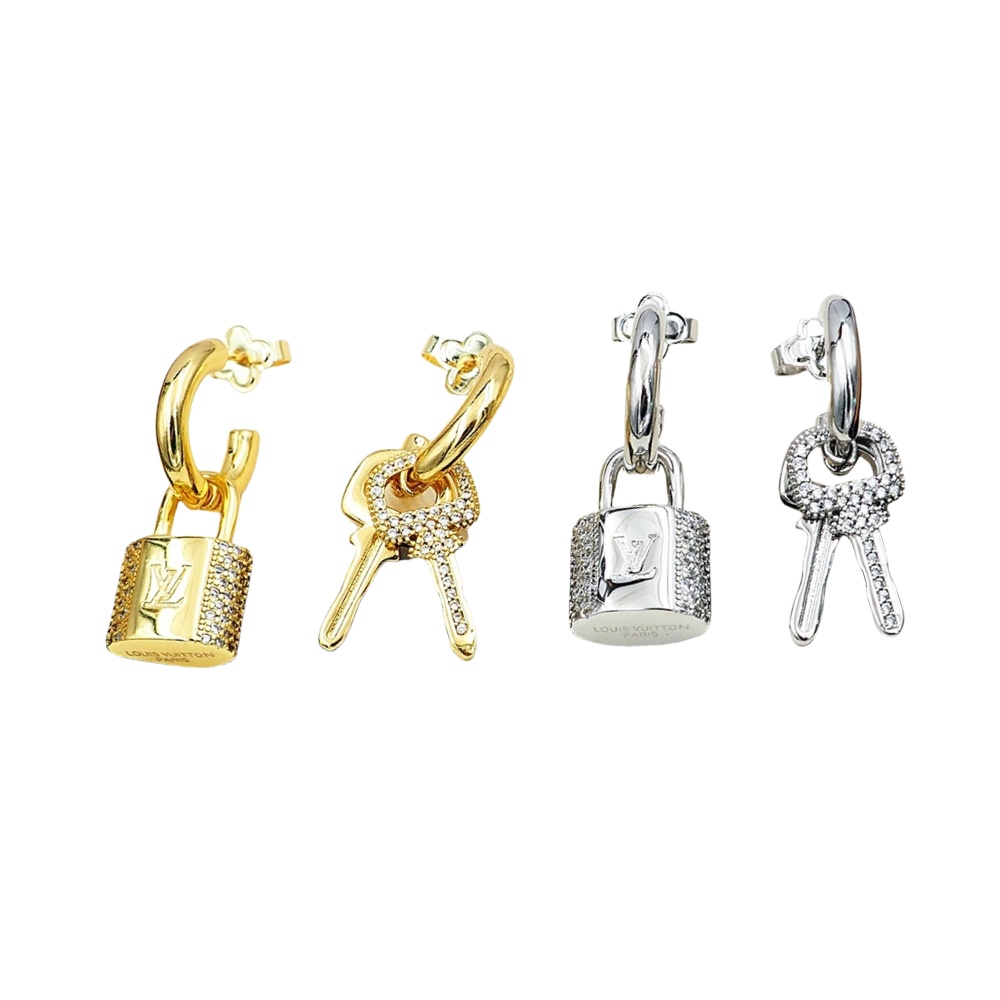 LVE086 Metal L&V Padlock earring - ccjewelryacc