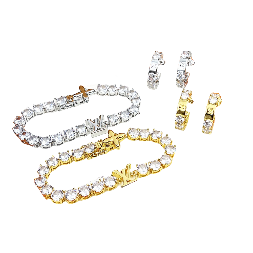 LVE097 L&V Diamond hook earring - ccjewelryacc