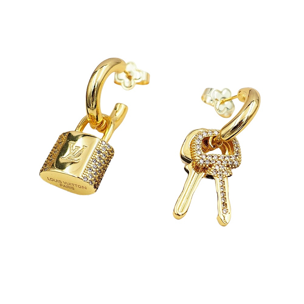 LVE086 Metal L&V Padlock earring - ccjewelryacc