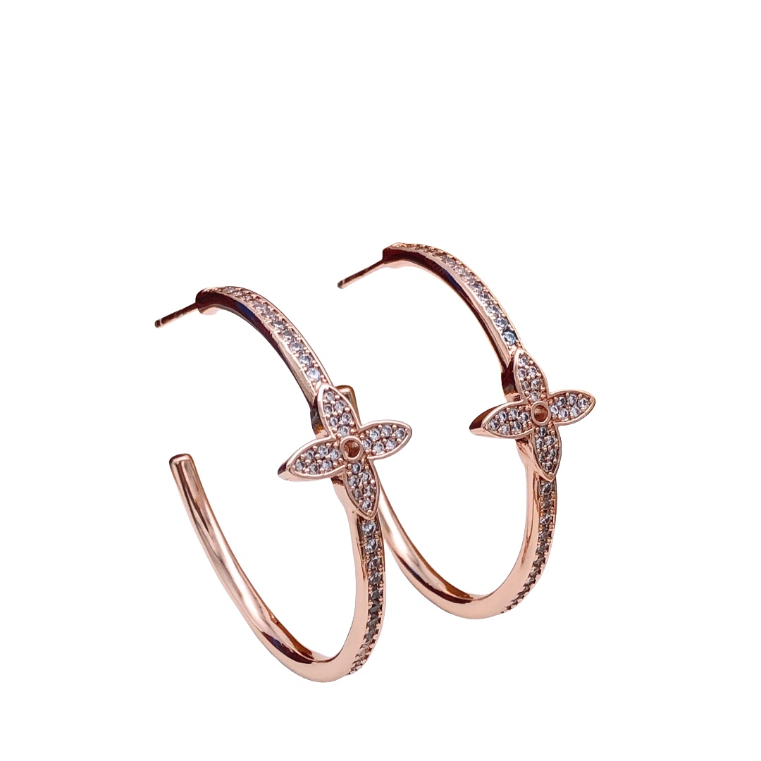 LVE047 louis Idylle Blossom diamond hoop earrings in metal and crystal - ccjewelryacc