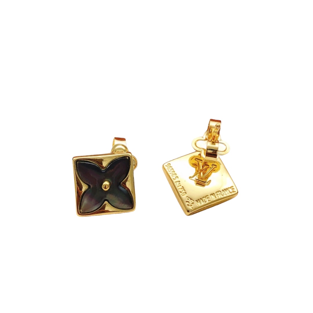 LVE018 Color Blossom Star Stud earring Gold And Mother Of Pearl - ccjewelryacc