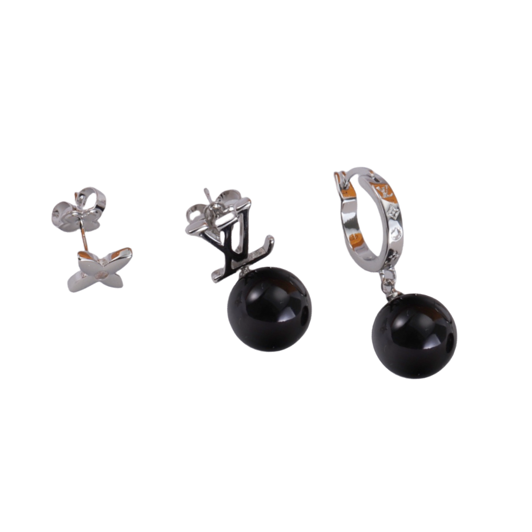 LVE024 L&V Pearl hook earring set of 3 - ccjewelryacc