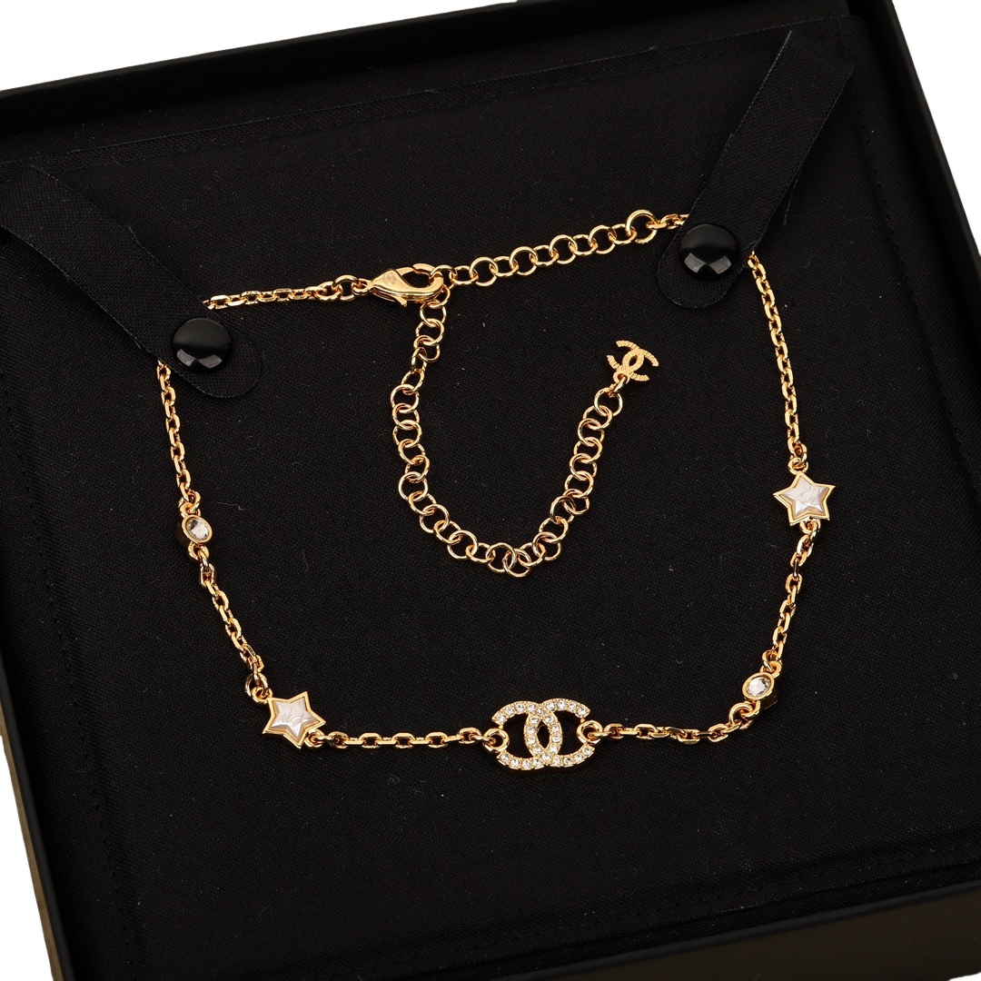 CCN236 24C Star CC Logo choker necklace - ccjewelryacc