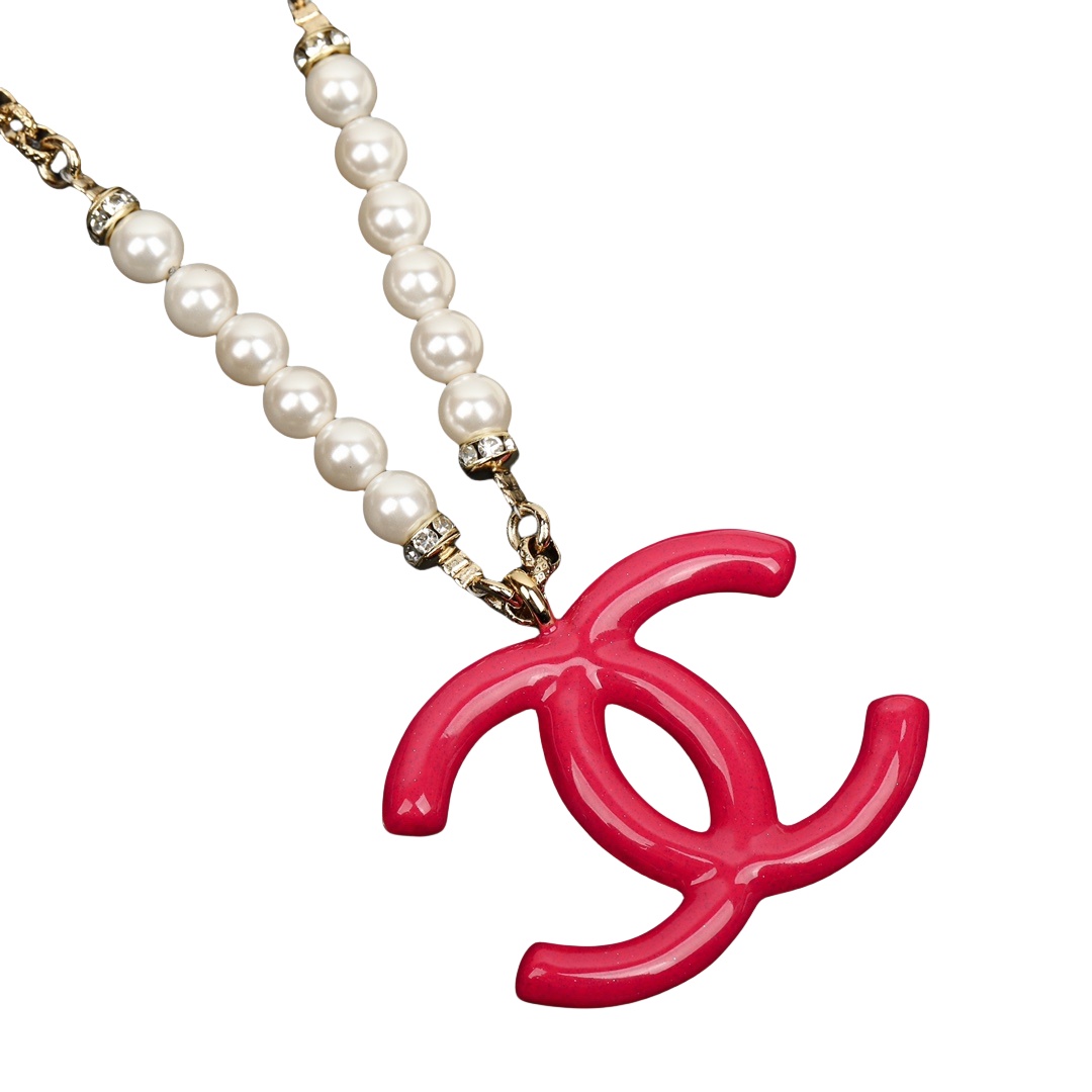 CCN184 23P full crystal CC logo pendant necklace - ccjewelryacc