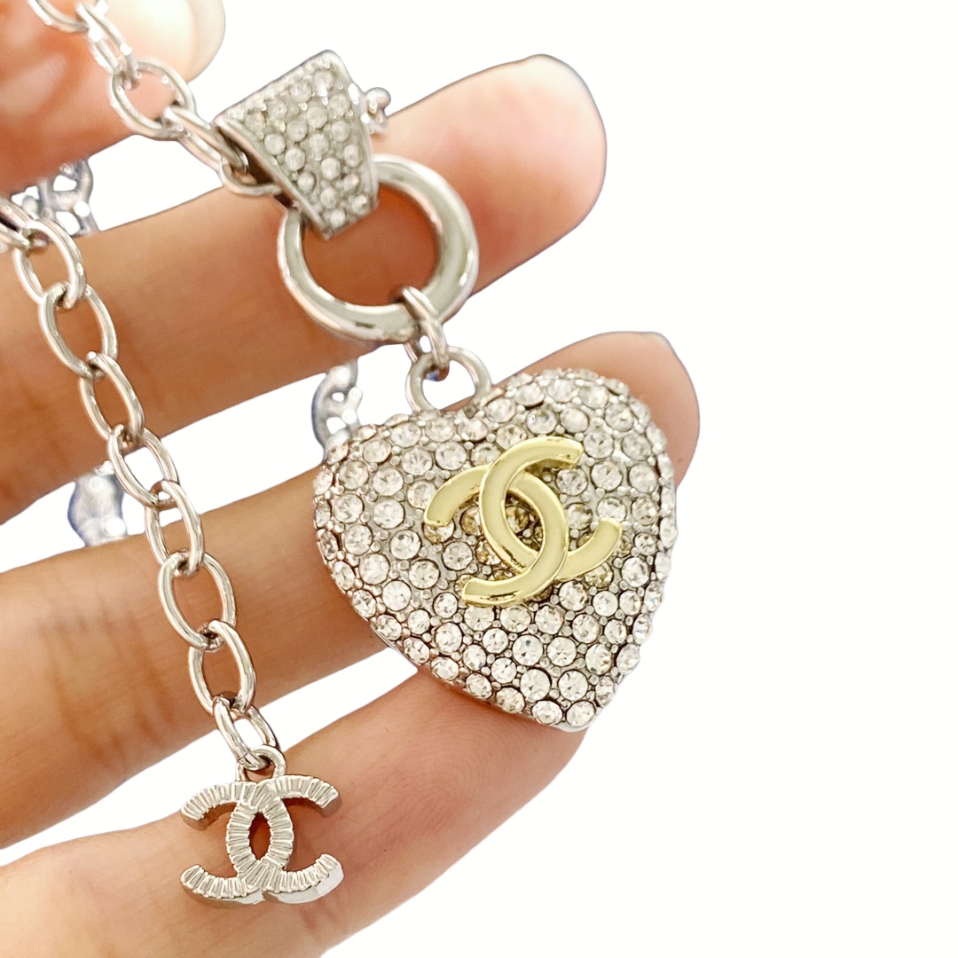 CCN406 Full Diamond Heart pendant necklace - ccjewelryacc