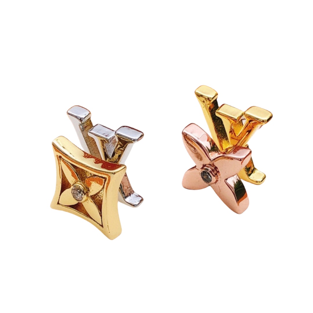 LVE108 L&V Double side flower stud earring - ccjewelryacc