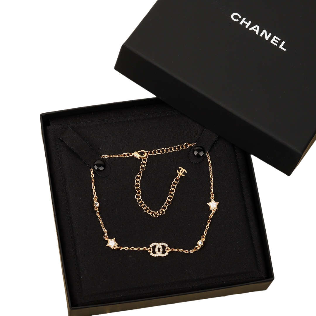 CCN236 24C Star CC Logo choker necklace - ccjewelryacc