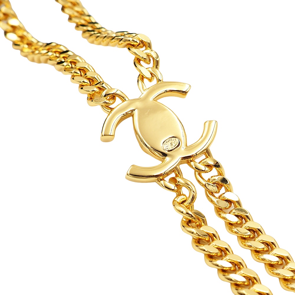 CCN479 CC metal gold chain cc logo pearl pendant necklace - ccjewelryacc