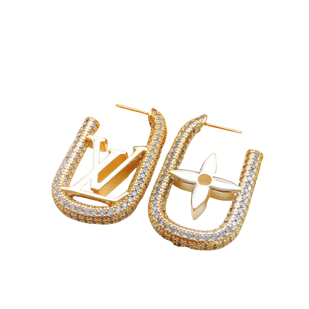 LVE016 Full crystal VL Hoop earrings - ccjewelryacc