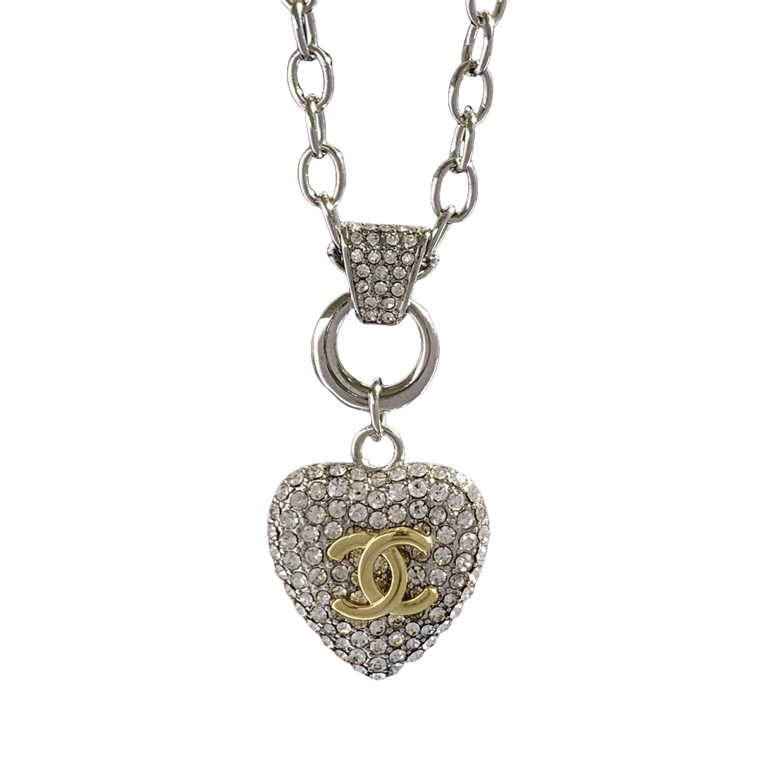 CCN406 Full Diamond Heart pendant necklace - ccjewelryacc