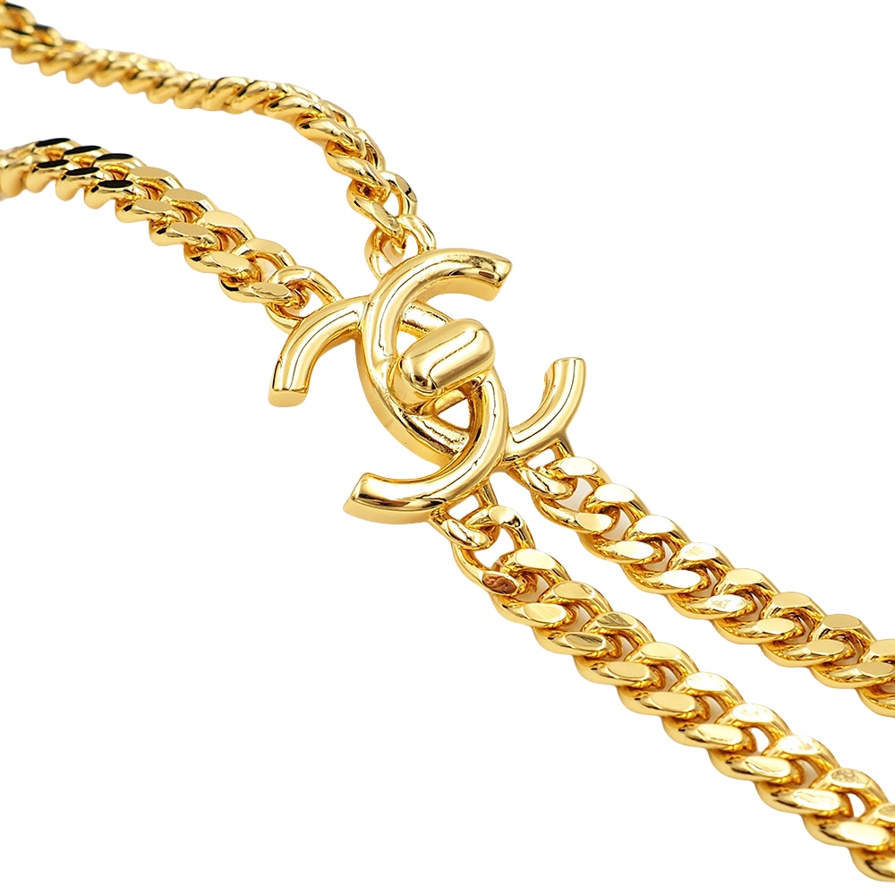 CCN479 CC metal gold chain cc logo pearl pendant necklace - ccjewelryacc