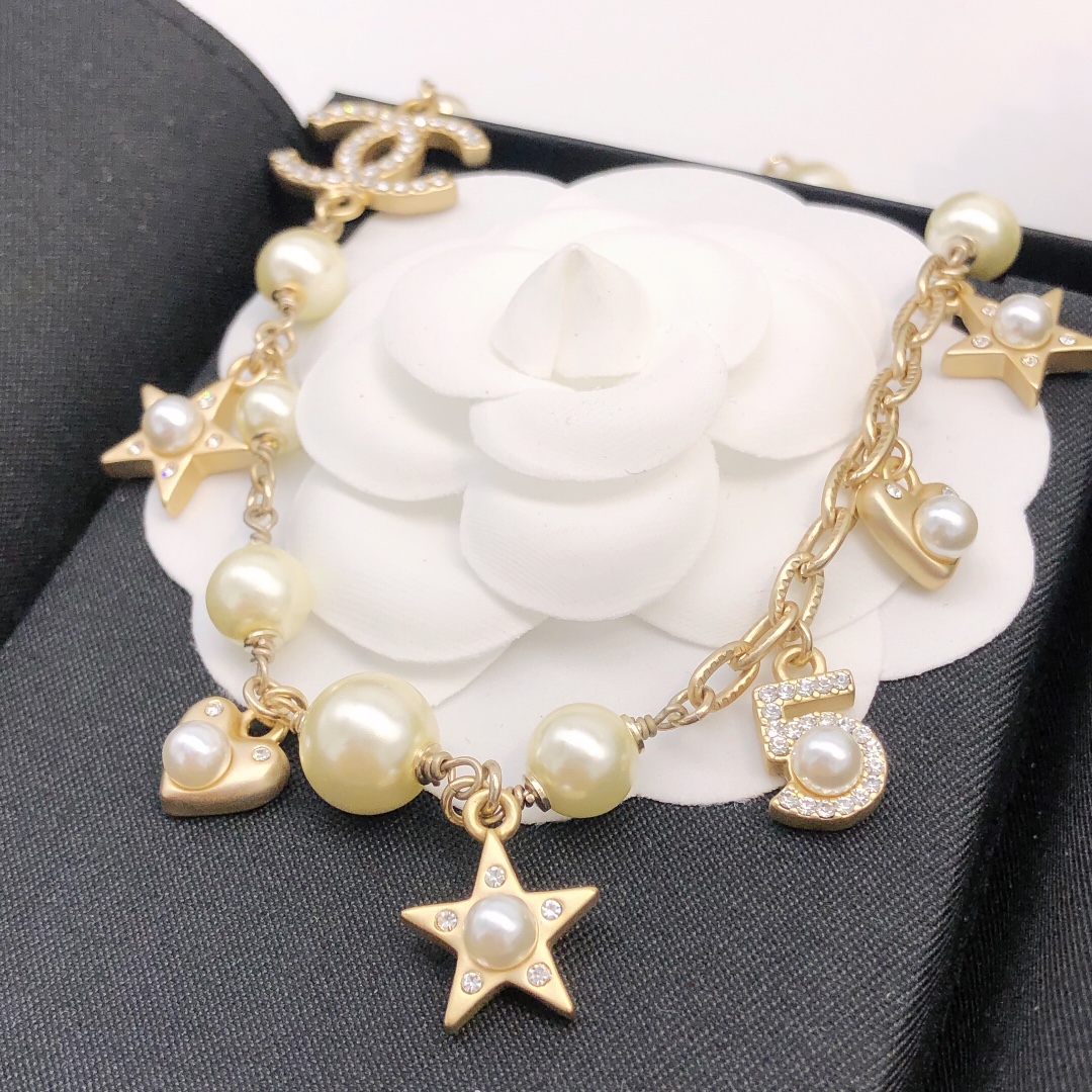 CCN168 CC Multi-element pearl crystal No 5 heart star charms choker necklace - ccjewelryacc