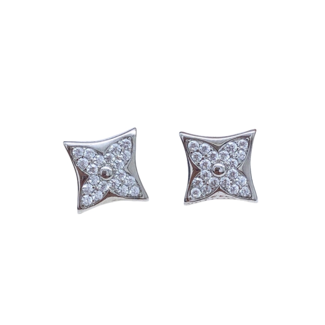 LVE059 Metal Full crystal monogram stud earrings - ccjewelryacc