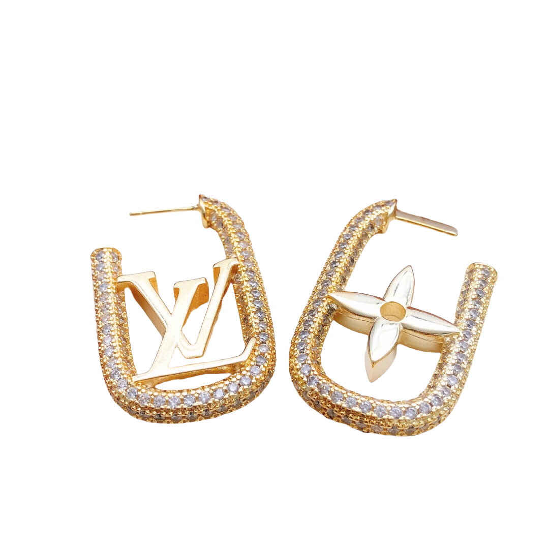 LVE016 Full crystal VL Hoop earrings - ccjewelryacc