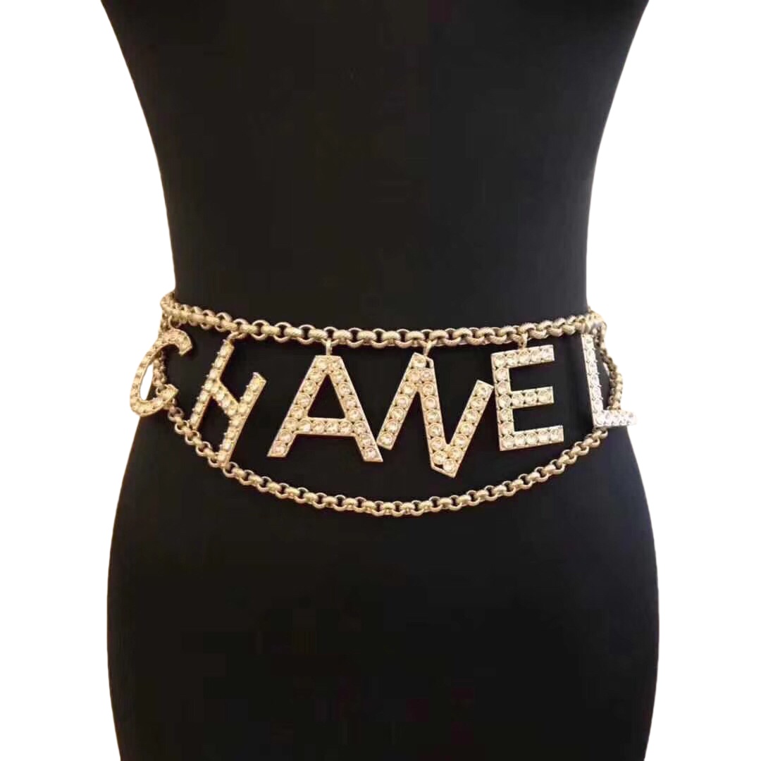 CCW032 Full rhinestone letters Waist chain belt - ccfashionjewelry