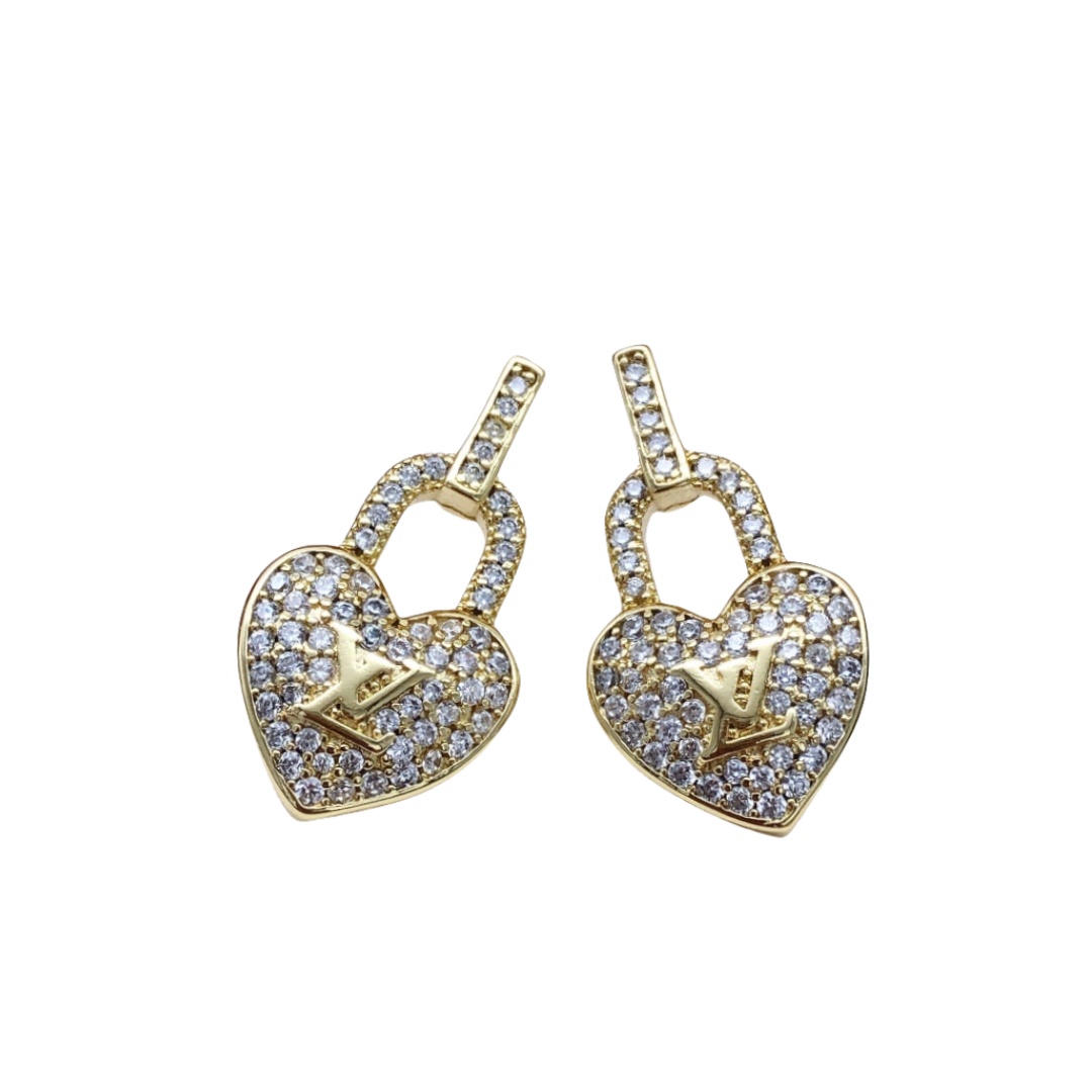 LVE104 L&V full crystal heart earring - ccjewelryacc