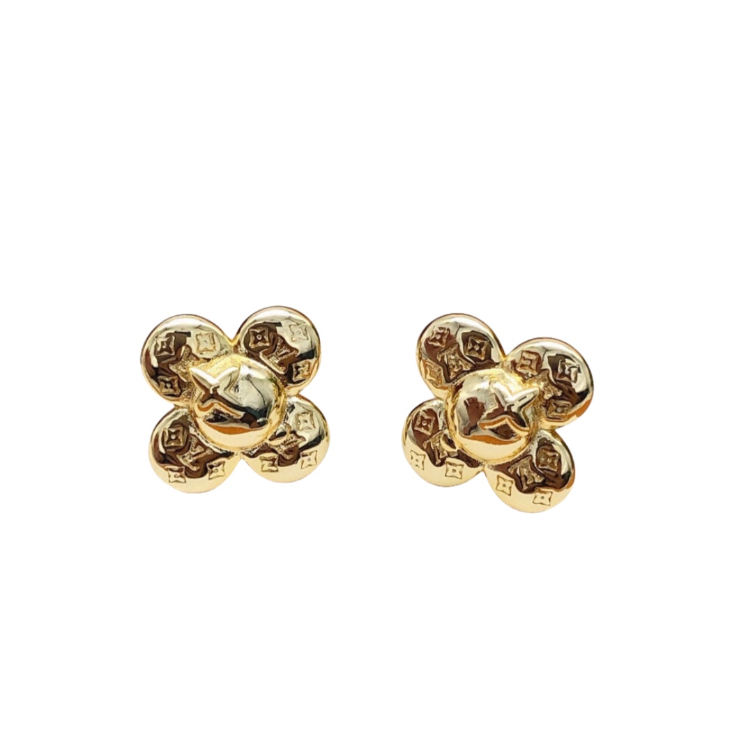LVE107 L&V Clover flower stud earring in metal - ccjewelryacc