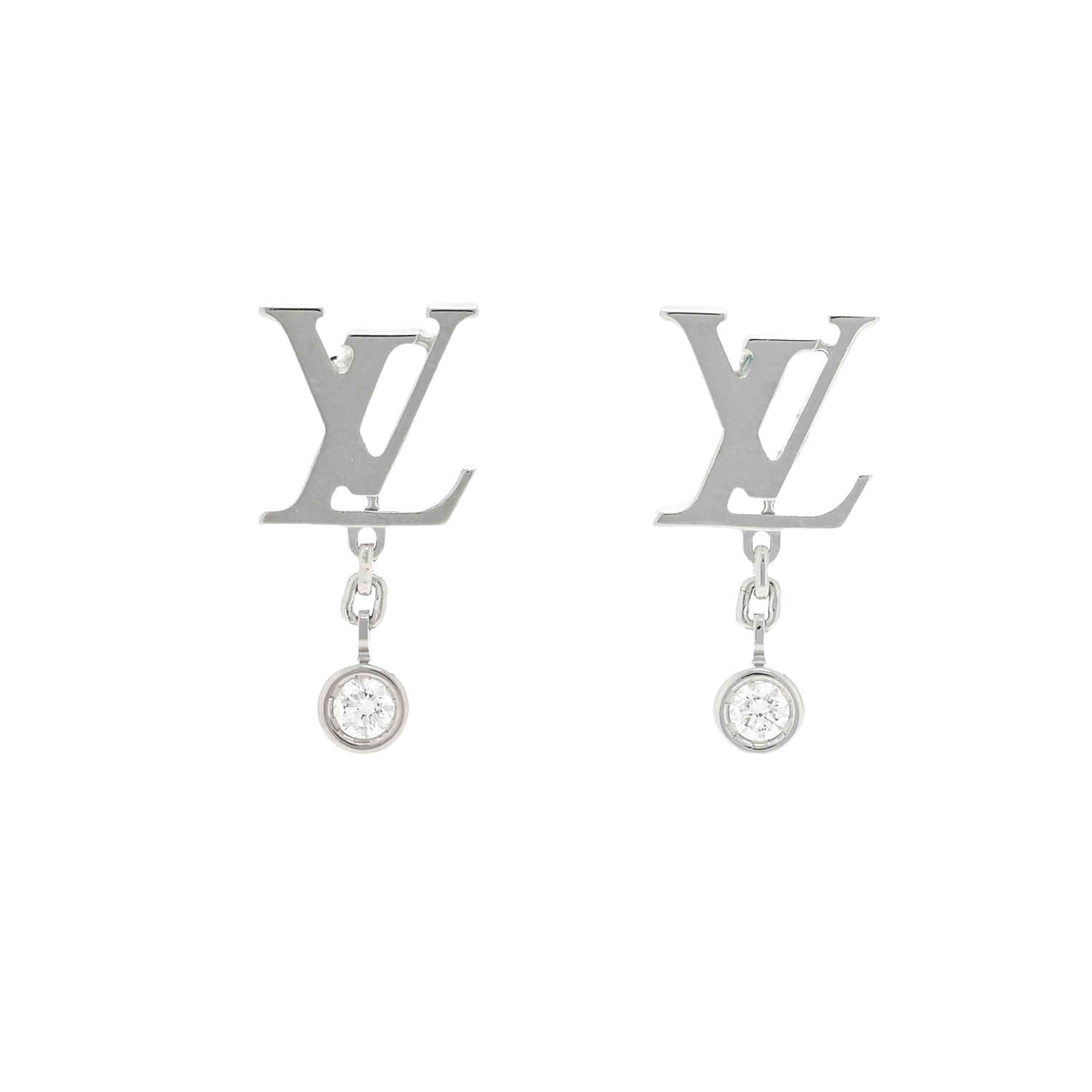 LVE110 L&V White Gold Diamond Idylle Blossom Stud Earrings - ccfashionjewelry