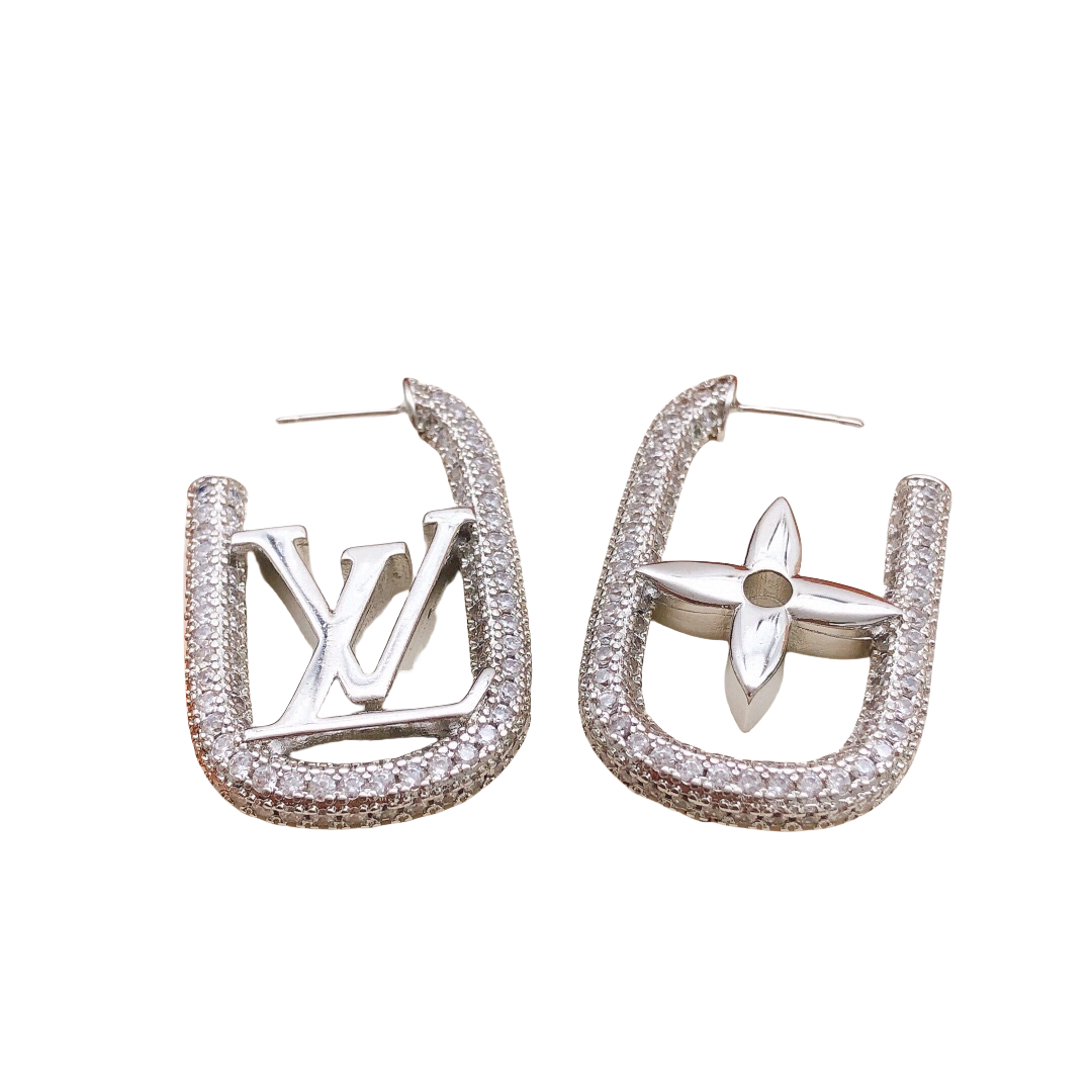 LVE016 Full crystal VL Hoop earrings - ccjewelryacc