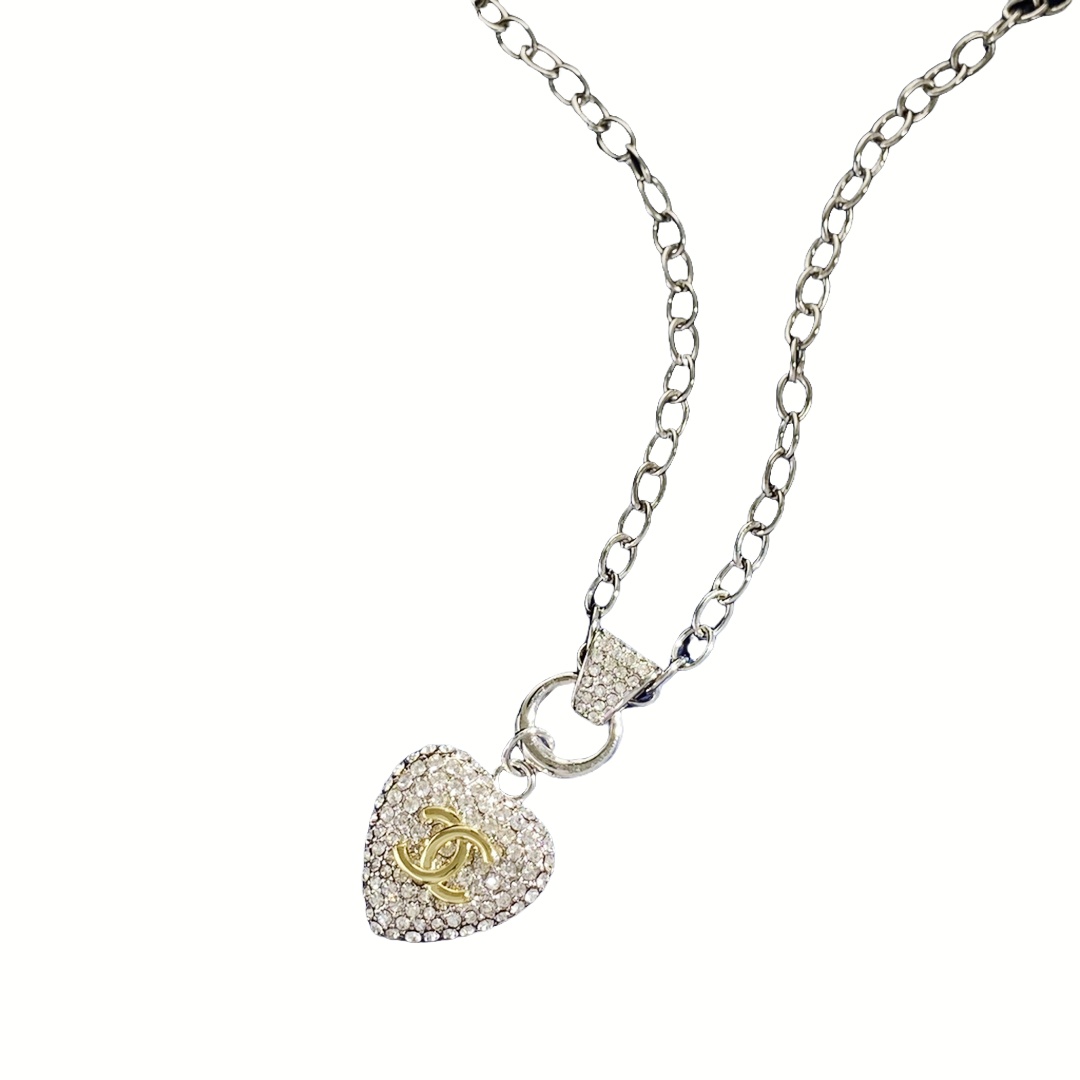 CCN406 Full Diamond Heart pendant necklace - ccjewelryacc