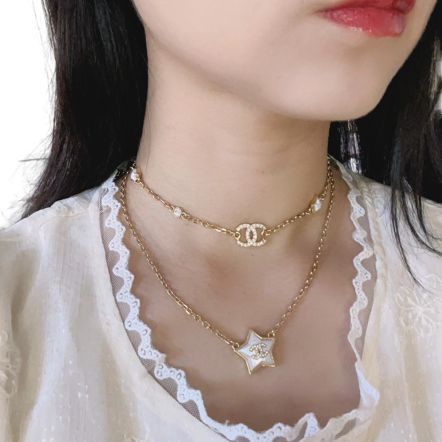 CCN236 24C Star CC Logo choker necklace - ccjewelryacc