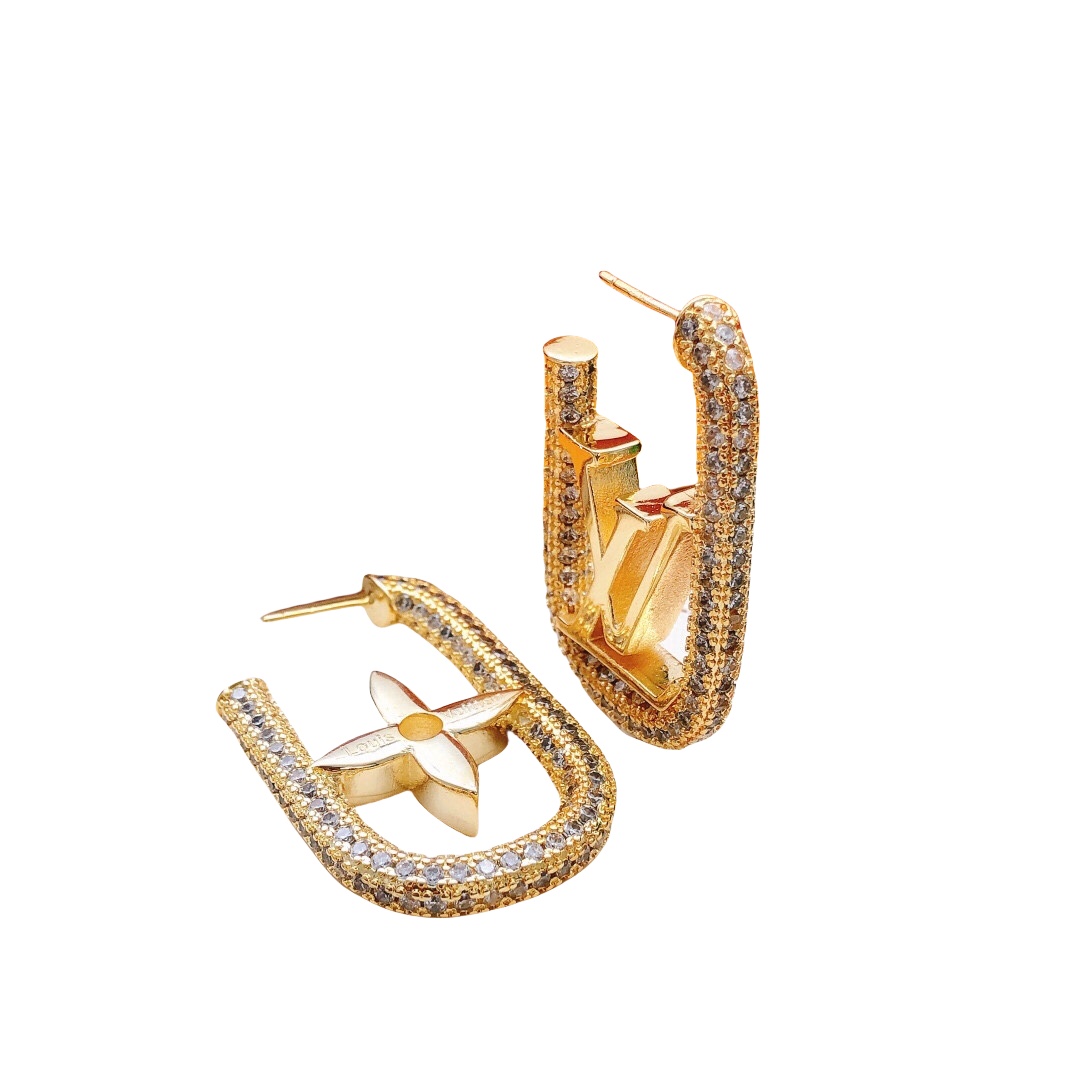 LVE016 Full crystal VL Hoop earrings - ccjewelryacc