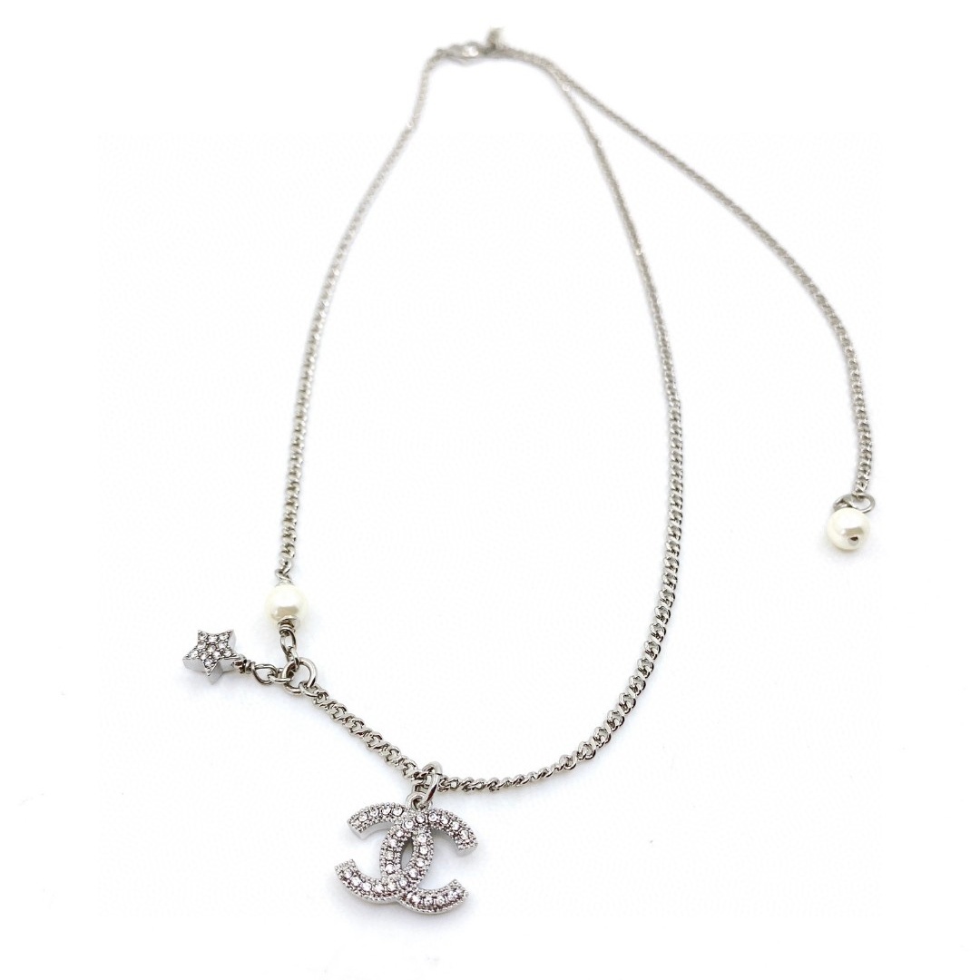 CCN033 Crystal CC logo and star pendant Necklace - ccjewelryacc