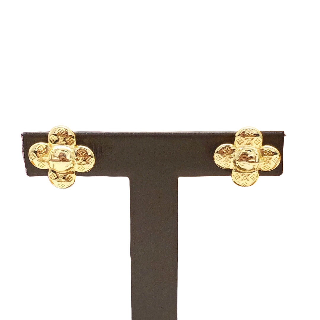 LVE107 L&V Clover flower stud earring in metal - ccjewelryacc