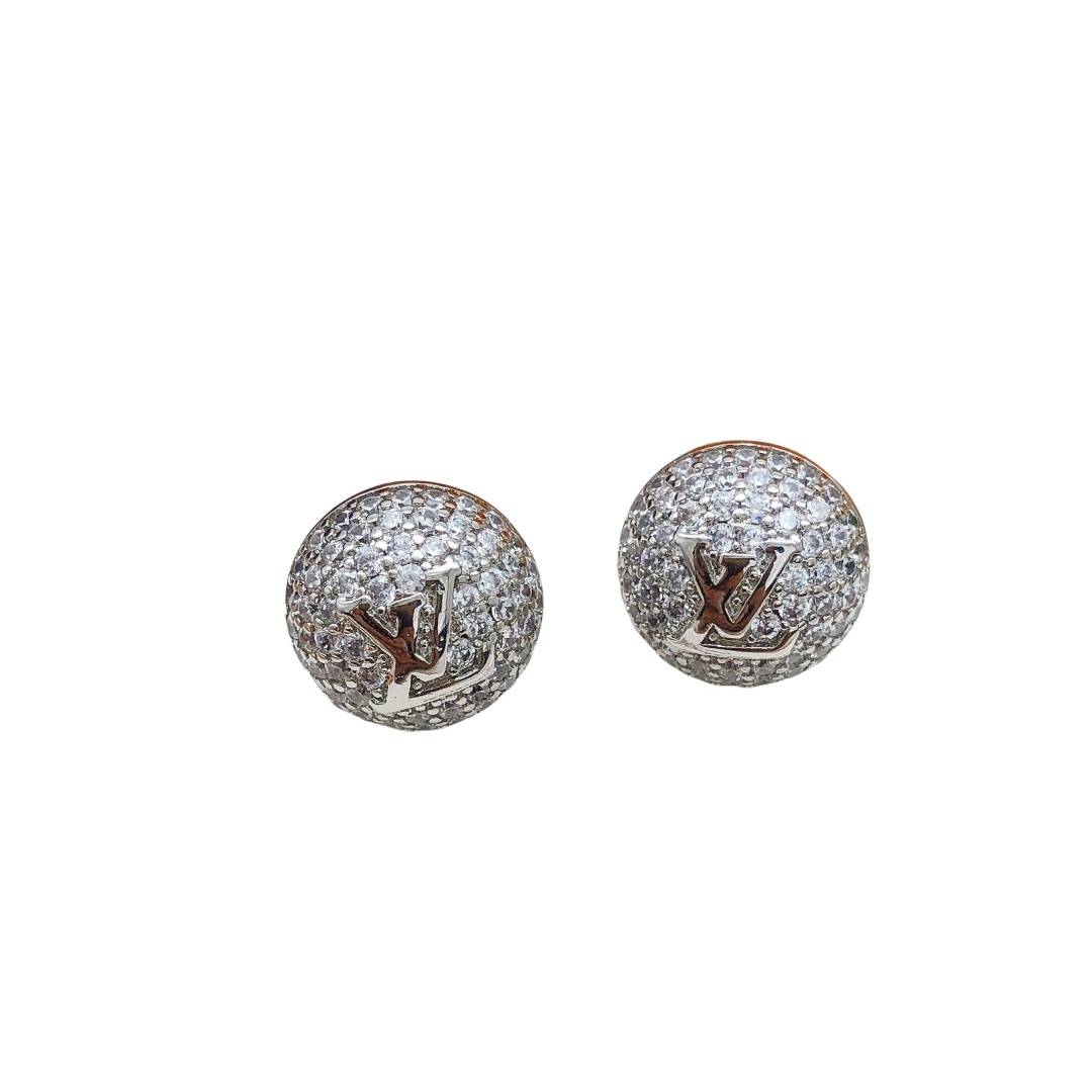 LVE112 L&V Round stud earring in metal and crystaL - ccjewelryacc