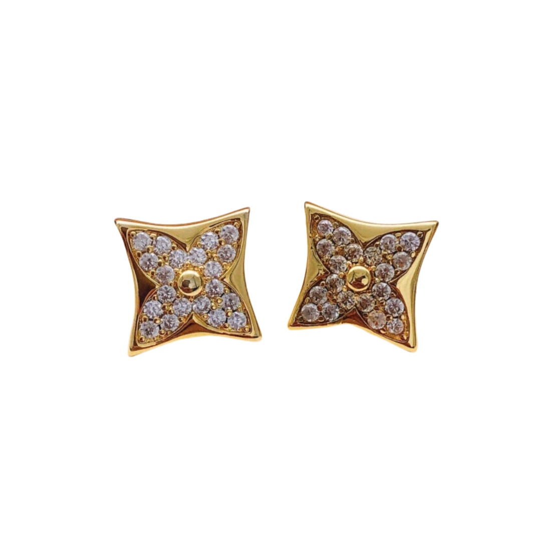 LVE059 Metal Full crystal monogram stud earrings - ccjewelryacc
