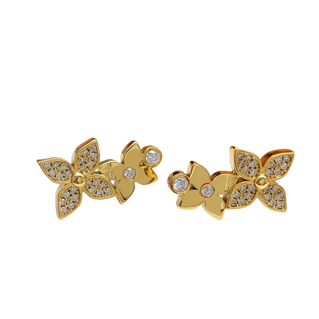 LVE109 L&V monogram diamond stud earrings - ccjewelryacc