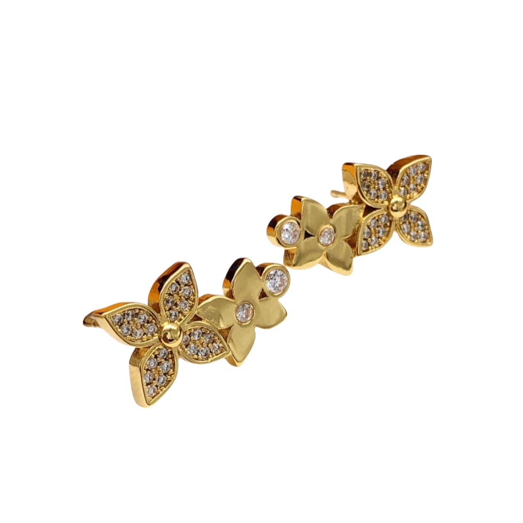 LVE109 L&V monogram diamond stud earrings - ccjewelryacc