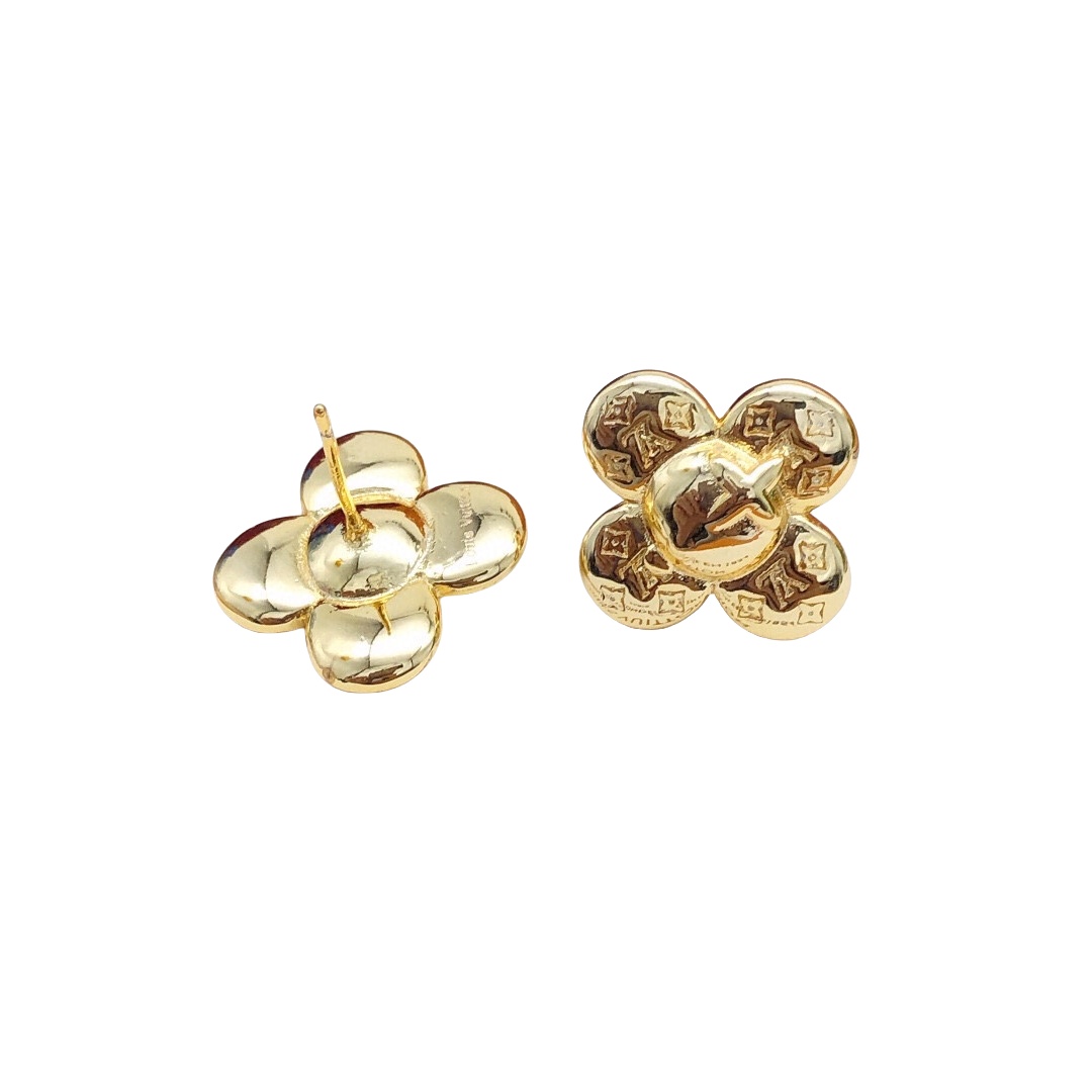 LVE107 L&V Clover flower stud earring in metal - ccjewelryacc